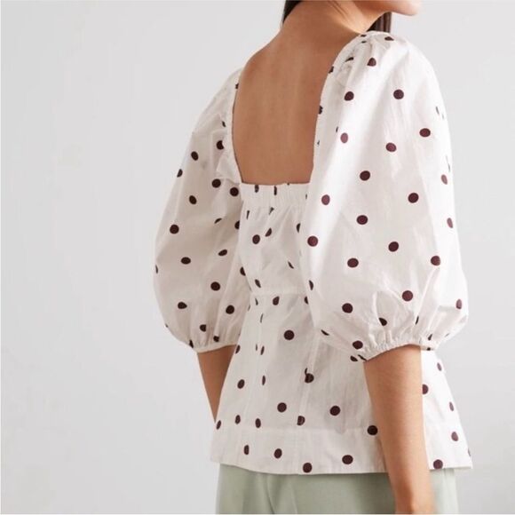 GANNI Polka Dot Puff Sleeve Top - Picture 3 of 11